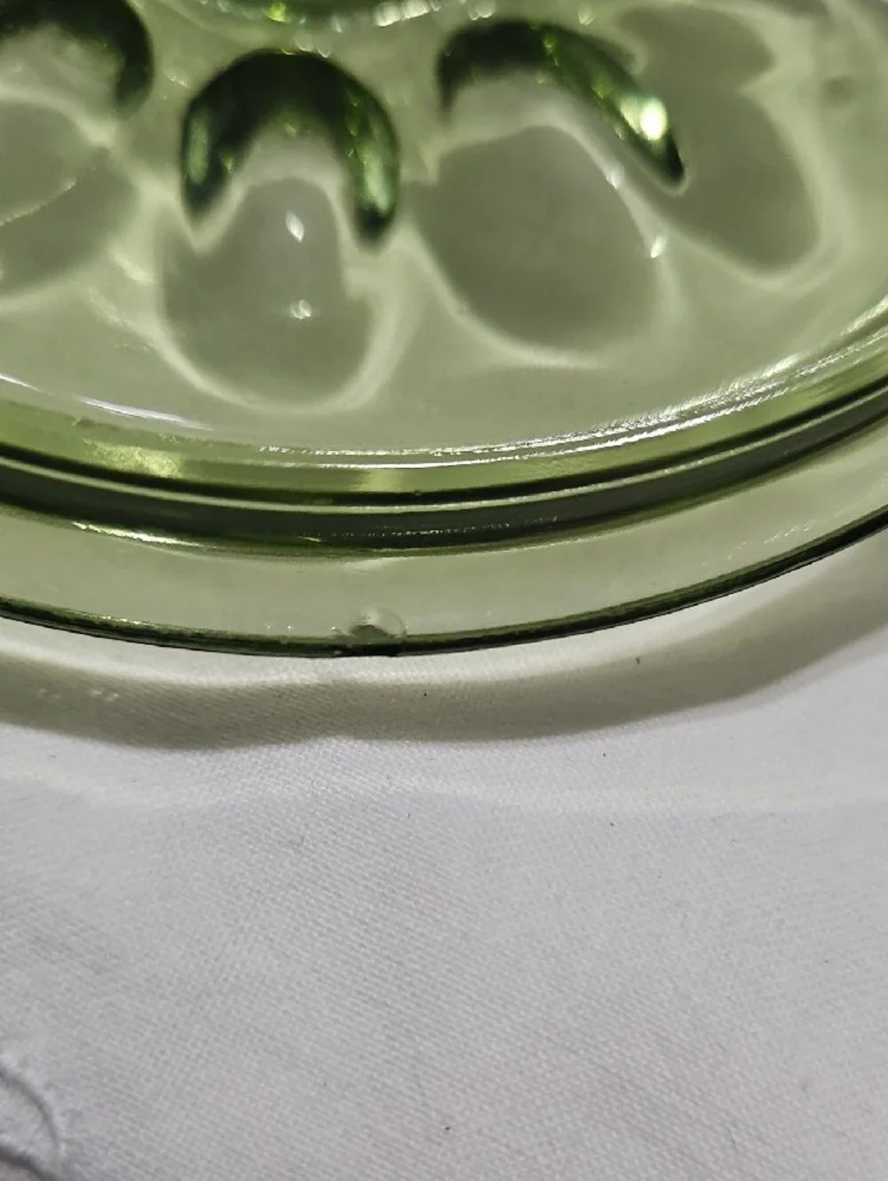 Vintage Hazel Atlas 'Reflection' Avocado Green Lidded Glass Candy Dish